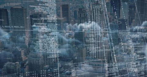 Digital Data Overlaying Urban Cityscape Reflecting Technology Trends - Download Free Stock Images Pikwizard.com