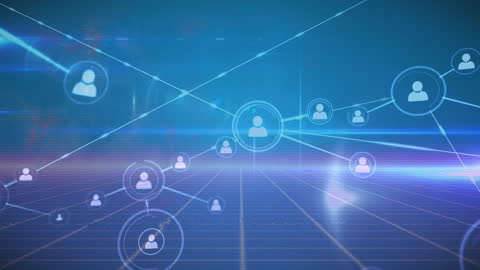 Digital Network Connections Over Futuristic Grid Design