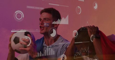 Excited Football Fans with Digital Data Overlays