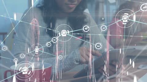 Businesswoman Using Digital Tablet with Network Connections