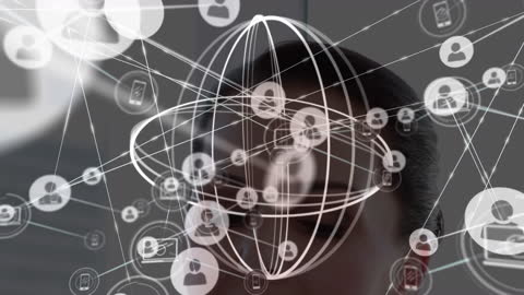 Digital Network Concept with Hologram and Businesswoman