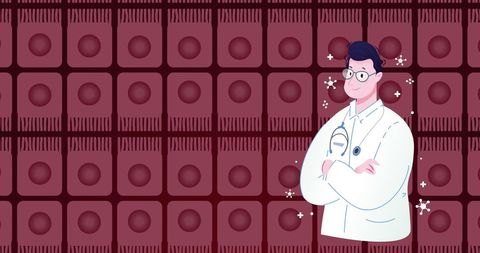 Caucasian Male Doctor with Cellular Background Illustration - Download Free Stock Images Pikwizard.com