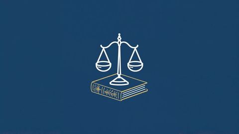 Elegant scales of justice emblem on deep blue