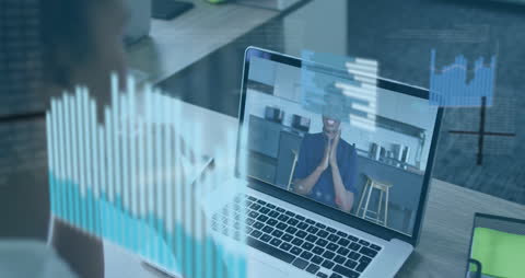 Virtual Meeting Amidst Financial Data Visualization Concept
