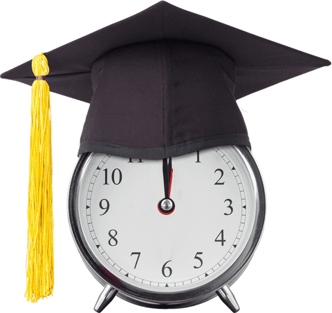 Alarm Clock Wearing Graduation Cap on Transparent Background - Download Free Stock Videos Pikwizard.com