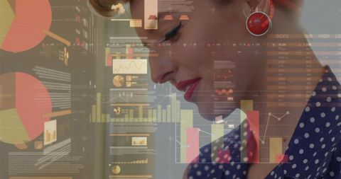 Businesswoman Analyzing Data with Digital Interface Vision