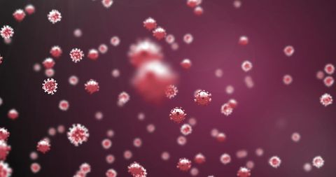 floating covid-19 cells on red background illustrating pandemic - Download Free Stock Images Pikwizard.com