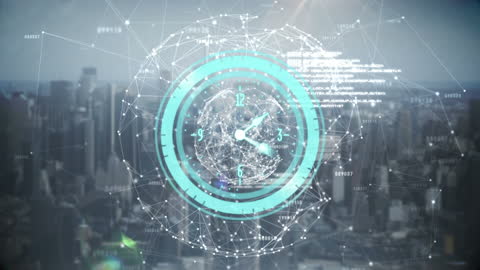 Digital Clock Overlay on Urban Data Network