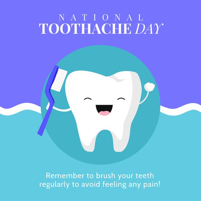 National Toothache Day Awareness Poster with Smiling Tooth Icon - Download Free Stock Templates Pikwizard.com