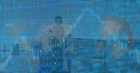 Businessman Navigating Digital World with Global Data Theme - Download Free Stock Images Pikwizard.com