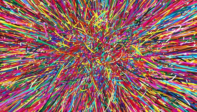 Dynamic Vibrant Brushstroke Explosion in Colorful Abstract Art