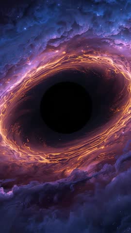 Rotating Golden Accretion Ring Encircling Cosmic Void | Vertical VFX Loop