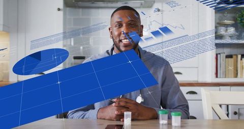 Doctor Analyzing Medical Data on Digital Interface in Modern Setting