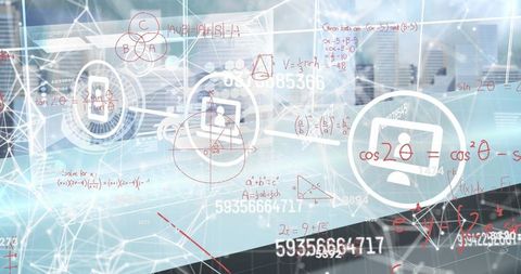 Futuristic Symbolic Interface with Mathematical Equations and Code