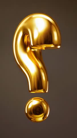 Rotating Gold Question Mark Vertical Loop for Social Reels — Metallic Animation