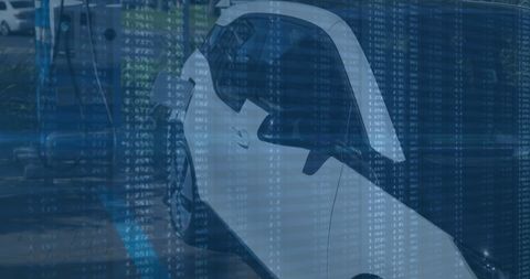 Electric Vehicle Charging Overlaid with Digital Statistics