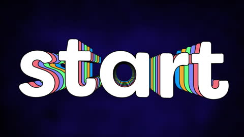 Colorful Start Text with Wavy 3D Effects