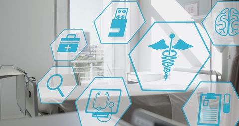 Digital Health Interface Overlays Modern Hospital Room - Download Free Stock Images Pikwizard.com
