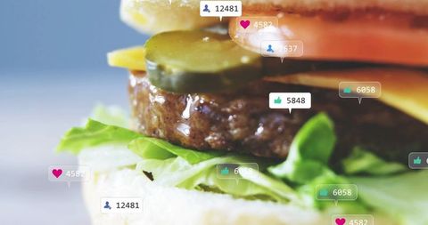 Glistening beef burger patty drawing social media likes closeup for food promotion