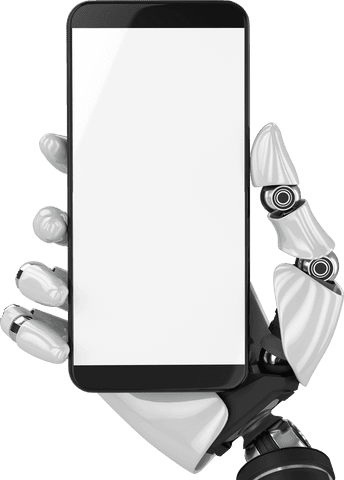 Robotic Hand Holding Smartphone with White Screen on Transparent Background - Download Free Stock Videos Pikwizard.com
