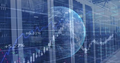 Financial Data Analytics Overlaid on Digital Earth - Download Free Stock Images Pikwizard.com