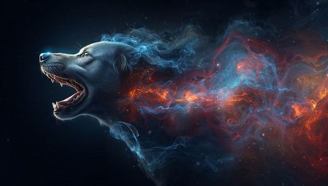 Wolf Nebula Emitting Cyan-Orange Galactic Energy Stream for Sci-Fi Concept Art