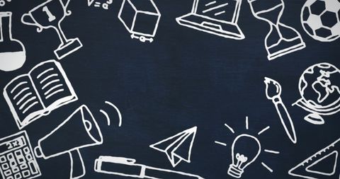 Education Icons on Blue Chalkboard Background - Download Free Stock Images Pikwizard.com