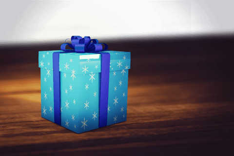 Transparent Blue Gift Box with Stars on Wooden Floor - Download Free Stock Videos Pikwizard.com