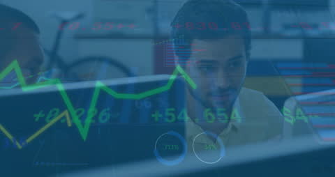 Digital Finance Animated Green Line and Business Professionals