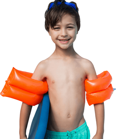 Smiling Boy in Transparent Background with Inflatable Arm Bands - Download Free Stock Videos Pikwizard.com