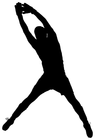 Transparent silhouette football player in action on field