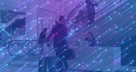 Businessperson with Suitcase in Contemporary Corporate Lobby