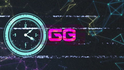 6G Network Technology with Digital Clock Overlay