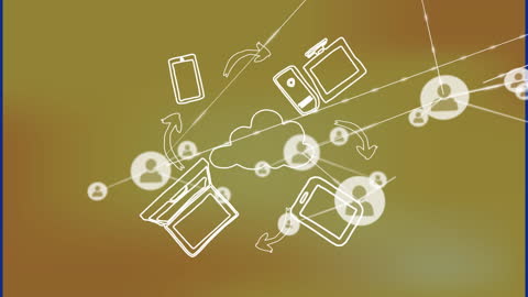 Digital Network Connection Animation with Cloud Icon and Arrows