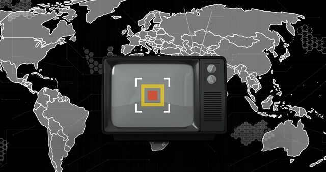 Vintage Television Set Against World Map Background - Download Free Stock Images Pikwizard.com