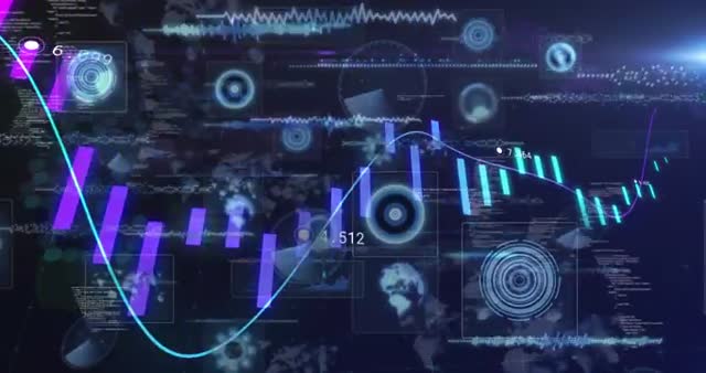 Futuristic Financial Data Visualization in Digital Interface