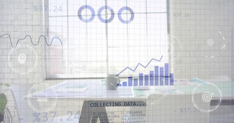 Digital Data Processing Overlaid on Office Desk