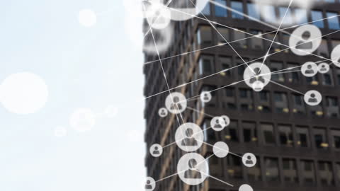 Digital Connections Over Cityscape Illustrating Global Networking