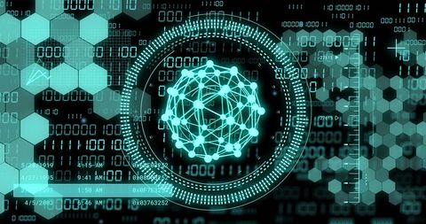 Abstract Digital Interface with Globe and Binary Code - Download Free Stock Images Pikwizard.com