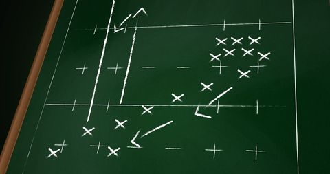 Strategic game plan chalkboard drawing