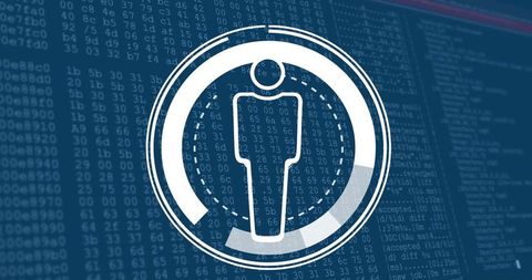 Pulsing Human Icon on Cybersecurity Interface