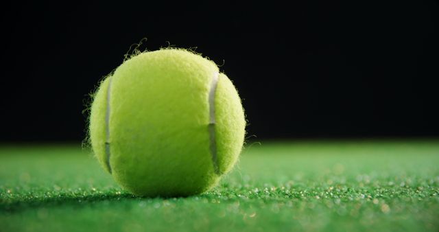 Close-Up of Tennis Ball on Green Court - Download Free Stock Images Pikwizard.com