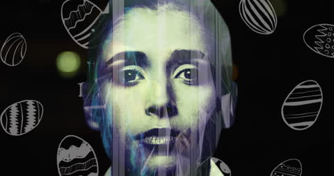 Digital Cityscape Animation Overlay on Confident Businesswoman in Office