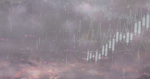 Abstract Financial Data Visualization with Storm Clouds