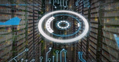 Digital Data Interface with Futuristic Overlay in Server Room - Download Free Stock Images Pikwizard.com
