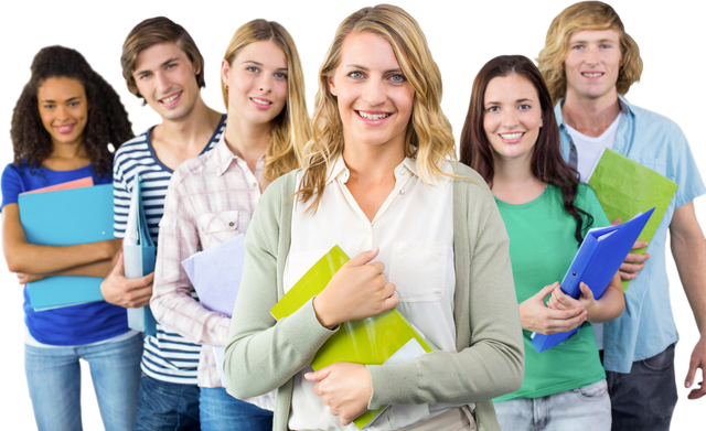 Transparent Background of Diverse College Students Holding Folders and Smiling - Download Free Stock Videos Pikwizard.com