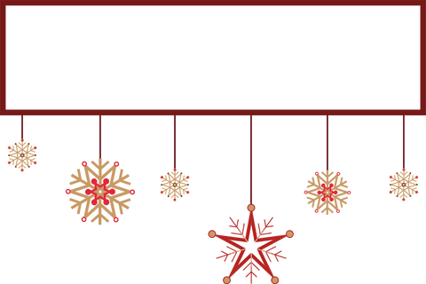 Festive banner with hanging snowflakes on transparent background