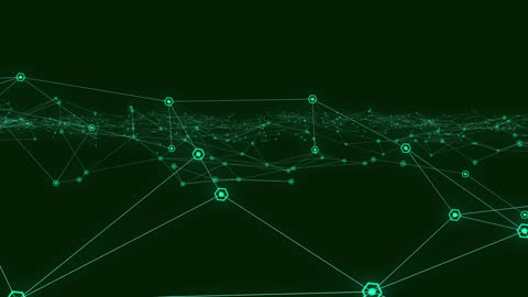 Abstract Green Network Connections on Black Background