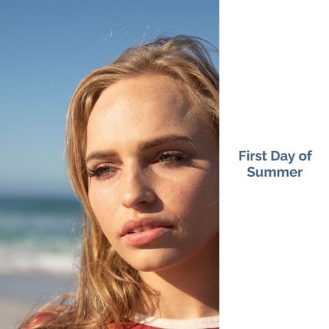 Reflective Woman Enjoying First Day of Summer at Beach