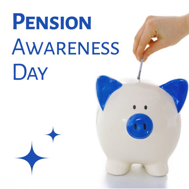 Pension Awareness Day with Hand Putting Money in Piggy Bank - Download Free Stock Templates Pikwizard.com